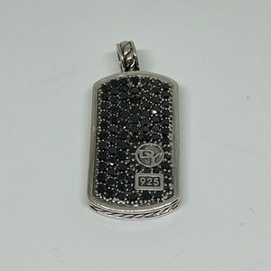 David Yurman dog tag pendent with black diamonds
